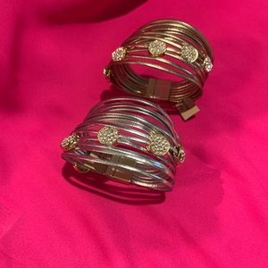 Multi strand pave crystal disk bracelets